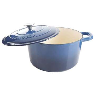 Crock-Pot Artisan Round Enameled Cast Iron Dutch Oven, 7-Quart, Sapphire Blue
