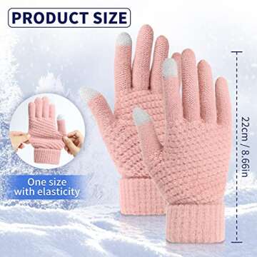 Omisy 4 Pairs Womens Gloves for Cold Weather, Women Valentines Gifts for Her Mom Wife, Winter Warm Gloves with Touchscreen - Black, Grey, Beige, Pink