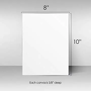 Pre Stretched Cotton Canvas, 8x10 Inch | 10 Pack of Triple Primed Blank White Artists Canvases | Art Supplies for Painting, Acrylics, and Oil Paint | Value Set