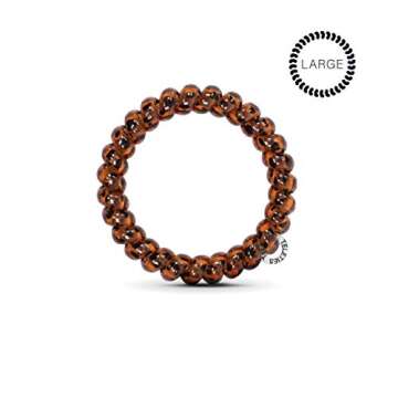 TELETIES - Spiral Hair Coils - Ponytail Holder Hair Ties for Women - Phone Cord Hair Ties - Strong Grip, No Rip, Water Resistant, No Crease Hair Tie Coils - 3 pack (Large, Tortoise)