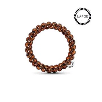 TELETIES - Spiral Hair Coils - Ponytail Holder Hair Ties for Women - Phone Cord Hair Ties - Strong Grip, No Rip, Water Resistant, No Crease Hair Tie Coils - 3 pack (Large, Tortoise)