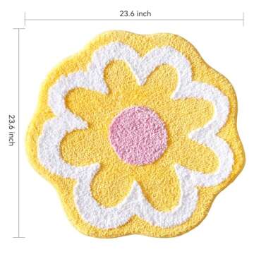 TRUEDAYS Yellow Bathroom Rugs Cute Flower Bath Mat for Women Small Absorbent Non Slip Bath Rug Soft ...