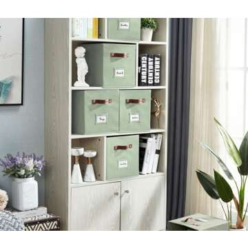13x13 Storage Cube Bins with Labels, Sage Green