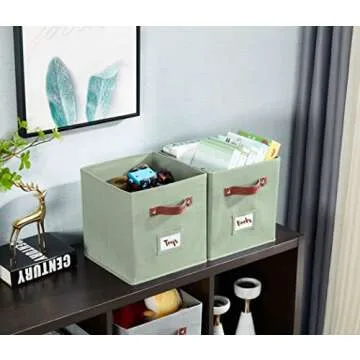 13x13 Storage Cube Bins with Labels, Sage Green