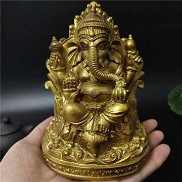 JDSHSO Gold Lord Ganesha Statue Buddha Elephant God Sculptures Resin Home Decoration Meditation Big Buddha Statues 12cm4.72inch