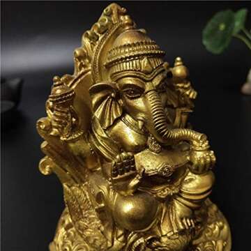 JDSHSO Gold Lord Ganesha Statue Buddha Elephant God Sculptures Resin Home Decoration Meditation Big Buddha Statues 12cm4.72inch
