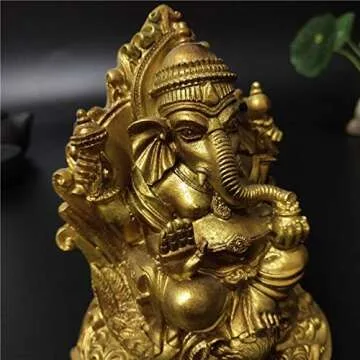 JDSHSO Gold Lord Ganesha Statue Buddha Elephant God Sculptures Resin Home Decoration Meditation Big Buddha Statues 12cm4.72inch