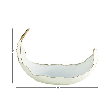 Chic Gold Accented Curved Feather Bowl 13" x 8"