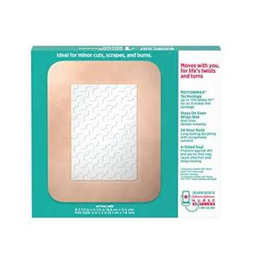 Band-Aid Brand Skin-Flex Adhesive Flexible Wound Covers for First Aid Wound Care of Minor Cuts, Scrapes & Burns, with a Comfortable Feeling, Moving Like a Second Skin, Sterile, Large, 6 ct