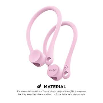 elago Ear Hooks Designed for AirPods Pro & 3, 2, 1, Anti-Slip Earbud Accessories, Comfortable Fit, Ergonomic Design, Durable TPU Construction, Perfect for Exercising [Lovely Pink]
