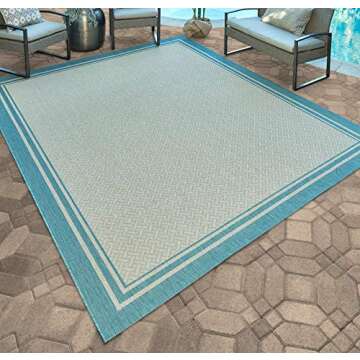Gertmenian Indoor Outdoor Classic Flatweave Area Rug, Stain & UV Resistant Carpet, Deck, Patio, Pool...