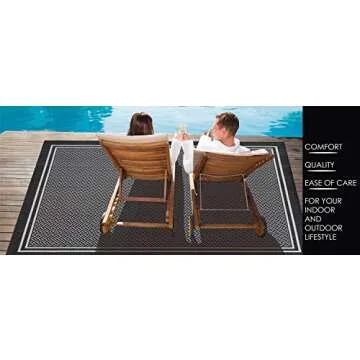 Gertmenian Indoor Outdoor Classic Flatweave Area Rug, Stain & UV Resistant Carpet, Deck, Patio, Poolside & Mudroom, 5x7 Ft Standard, Simple Border, Aqua Blue, 21563