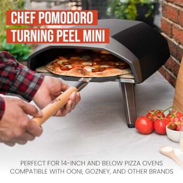 Chef Pomodoro Pizza Turning Peel Aluminium with Wood Handle for Easy Storage, Perforated Pizza Peel Turner, Gourmet Luxury Pizza Paddle for Baking Homemade Pizza Bread, Pizza Turner (7-Inch)