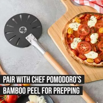 Chef Pomodoro 7-Inch Pizza Turning Peel with Wood Handle