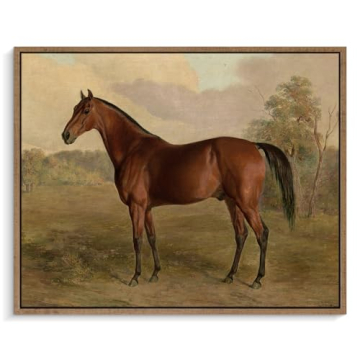 Pinetree Art Vintage Horse Framed Canvas Wall Art for Rustic Decor