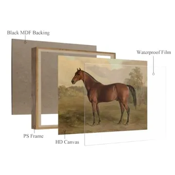 Pinetree Art Vintage Horse Framed Canvas Wall Art