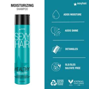 SexyHair Healthy Moisturizing Shampoo, 10.1 Oz | Moisture, Slip, Detangling, and Shine | SLS and SLES Sulfate Free | All Hair Types