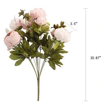 Duovlo Vintage Artificial Peony Silk Flowers for Decor