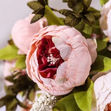 Duovlo Vintage Artificial Peony Silk Flowers for Decor