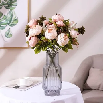 Duovlo Vintage Artificial Peony Silk Flowers for Decor