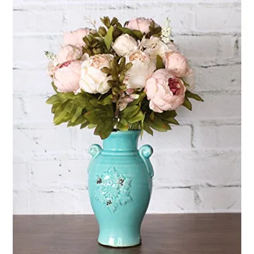 Duovlo Vintage Artificial Peony Silk Flowers for Decor