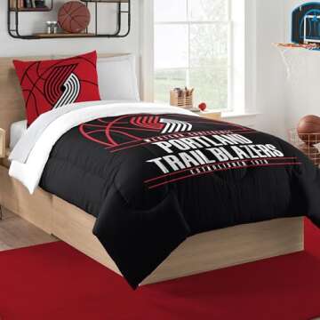 Northwest NBA Portland Trail Blazers Comforter and Sham Set, Twin, Reverse Slam
