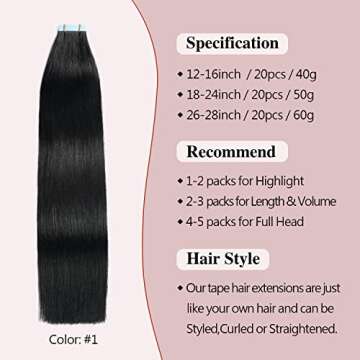 Sunya Tape in Hair Extensions: Luxury 14-Inch Real Human Hair