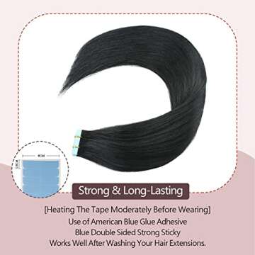 Sunya Tape in Hair Extensions 14 Inch Silky Straight Remy Human Hair