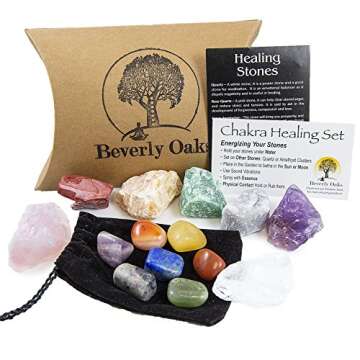 Beverly Oaks Energy Infused Natural Raw Healing Crystals and Tumbled Stones - Chakra Stones for Crystal Healing - The Ultimate Chakra Kit with Huge Variety of Gemstones