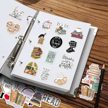 100pcs Book Stickers for Kindle Tablet Laptop, Bookish Reading Stickers, Reading Stickers, Booktok Stickers Book Lover Clear Case Stickers Gifts Accessories for Teens Adults
