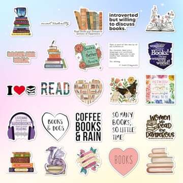 100pcs Book Stickers for Kindle Tablet Laptop, Bookish Reading Stickers, Reading Stickers, Booktok Stickers Book Lover Clear Case Stickers Gifts Accessories for Teens Adults