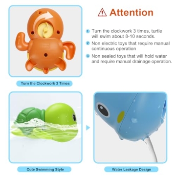 Cute Swimming Turtle Bath Toys for Toddlers 1-3 Years