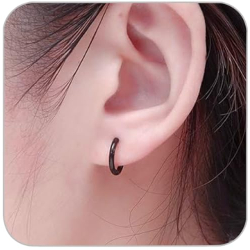 Black Hoop Earrings for Men and Women - 6mm