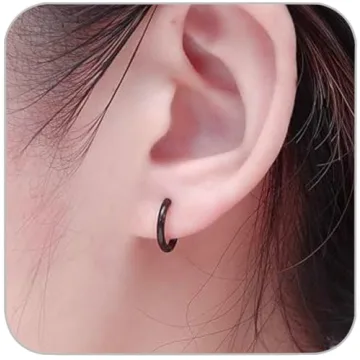 Black Hoop Earrings for Men and Women - 6mm