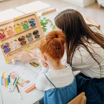 Montessori Toys for 3+ Year Old, Magnetic Color Bead Maze Wooden Magnet Puzzle Board with 2 Tray, Pr...