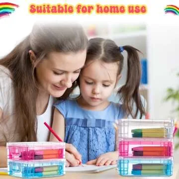 Suzile 25 Pcs Plastic Crayon Boxes with Snap Lids Crayon Storage Organizer Stackable Container Bulk Pencil Case for Pen Crafts Classroom Supplies(Colorful)