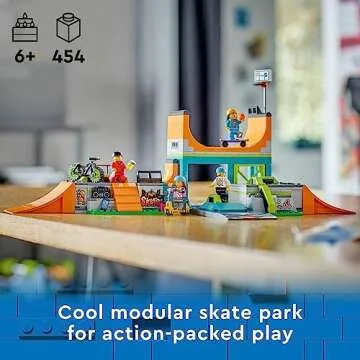 LEGO My City Street Skate Park Building Toy Set, Includes a Skateboard, BMX Bike, Scooter and in-lin...