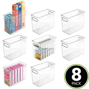 mDesign Plastic Tall Food Storage Organization Container Bin with Handles for Kitchen, Pantry, Cabin...