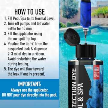 Pool Leak Detection Dye Kit - 75+ Tests, Made in USA