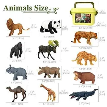 Safari Animal Toys Figures, 12 PCS Realistic Jumbo Wild Jungle Animals Figurines, Large African Zoo Animal Playset with Lion,Elephant,Giraffe, Plastic Animal Learning Toys for Kids Toddlers Boys