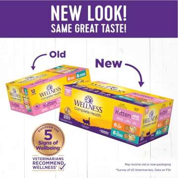 Wellness Complete Health Pate Kitten Wet Cat Food Canned, Natural, Protein-Rich, Grain Free, 3 Ounce...