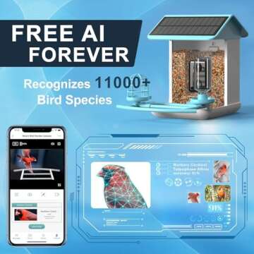 BROAIMX Smart Bird Feeder with Camera, Free AI Forever for 11,000+ Bird Species, 64G TF Card & 1080P...
