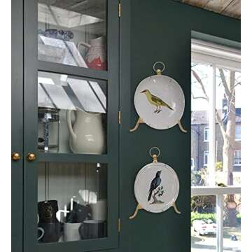 RiteSune 2 Pack Large Plate Holder Display Stand, Gold Metal Tripod Stand for Displaying Picture Frames, Decorative Plate, Cookbooks, Tabletop Art or Easels