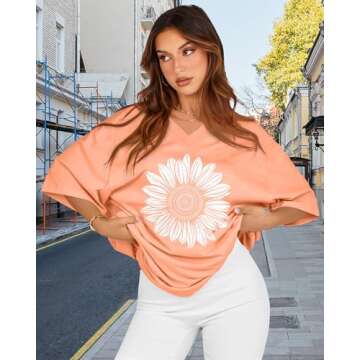 Oversized Women V Neck T-shirts for Casual Summer Wear