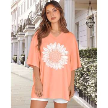 Oversized Women V Neck T-shirts for Casual Summer Wear