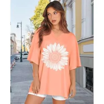 Oversized Women V Neck T-shirts for Casual Summer Wear