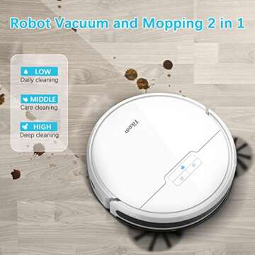 Tikom Robot Vacuum and Mop, G8000 Robot Vacuum Cleaner, 2700Pa Strong Suction, Self-Charging, Good for Hard Floors, White
