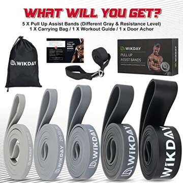 WIKDAY Resistance Bands, Pull Up Bands, Workout Bands for Exercise, Thick Heavy Resistance Band Set with Door Anchor, Elastic Bands for Body Stretching, Training at Home/Gym for Men & Women