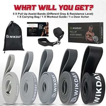 WIKDAY Resistance Bands, Pull Up Bands, Workout Bands for Exercise, Thick Heavy Resistance Band Set with Door Anchor, Elastic Bands for Body Stretching, Training at Home/Gym for Men & Women