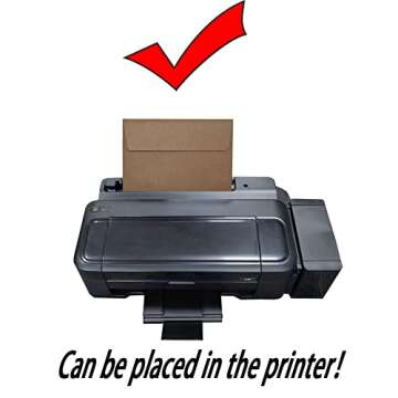 Xxcxpark 200 Qty Printable A7 Invitation Envelopes 5.25 x 7.25, Self Seal 120GSM Brown Kraft Paper Envelopes for Invitations, Papers, Photos, Documents, Wedding, Baby Shower, Easy to Seal